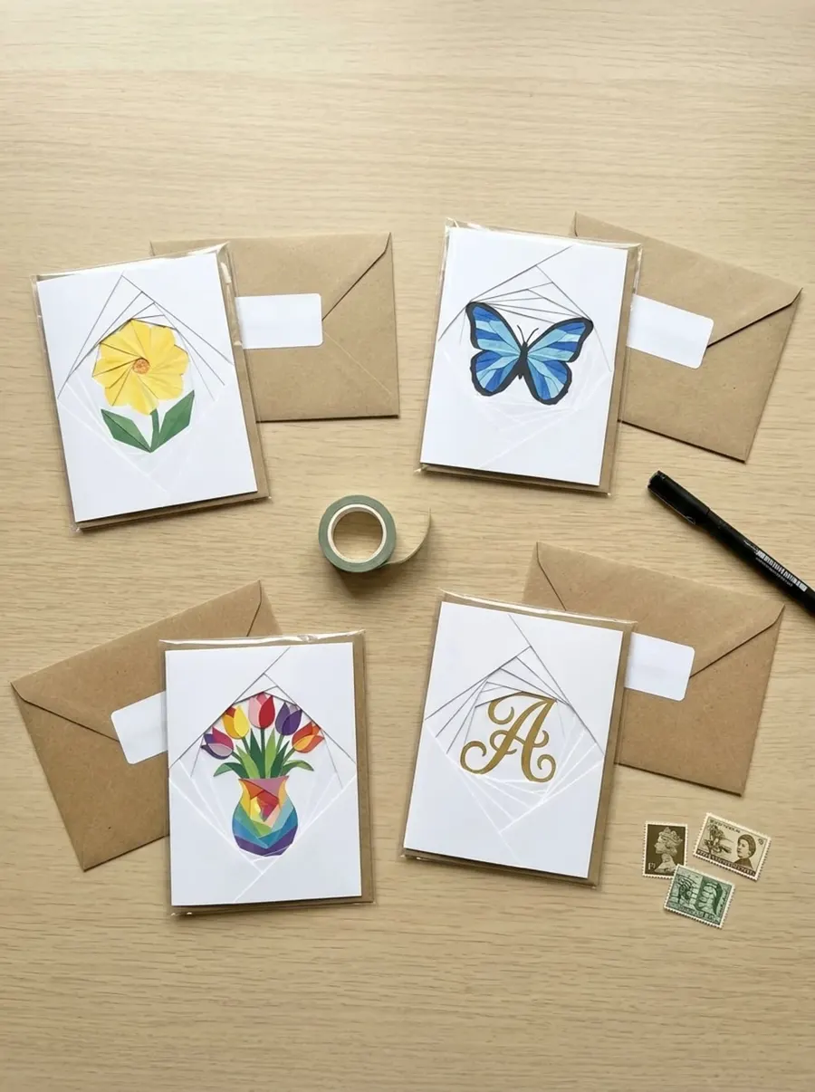 Tarjetas empaquetadas con sobres, listas para entregar